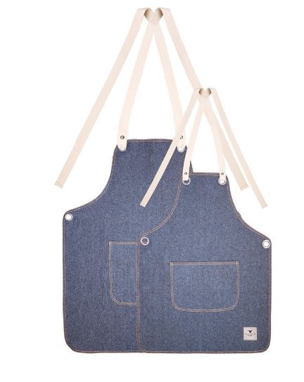 CJ.AVENTAL VEGAN DENIM ADULTO+CRIANÇA